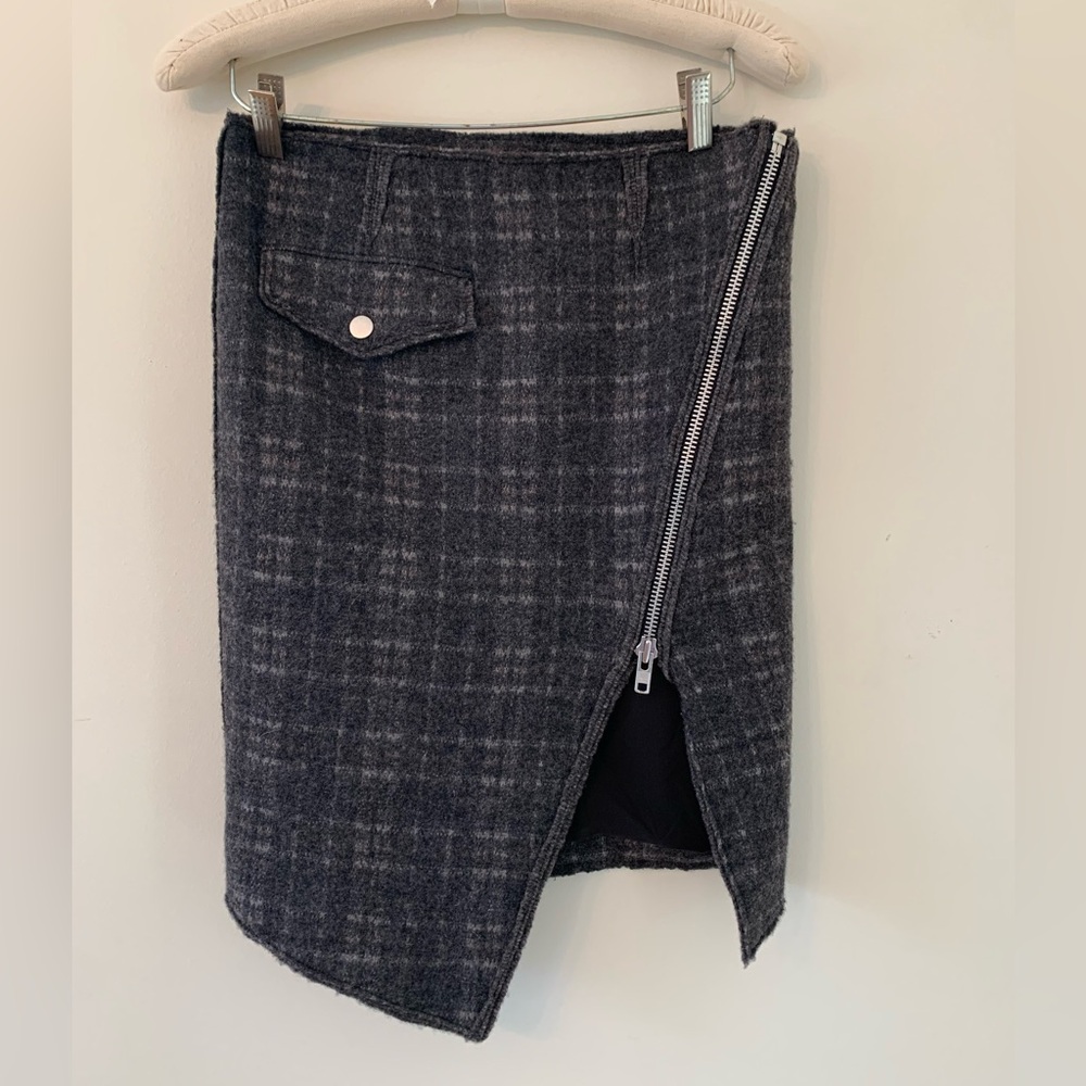 Simkhai Plaid Asymmetrical Zipper Skirt